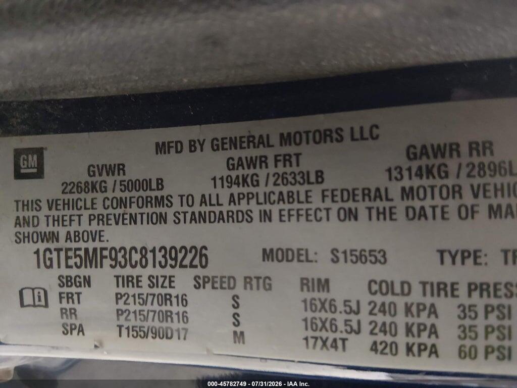 1GTE5MF93C8139226 2012 GMC CANYON photo no. 9