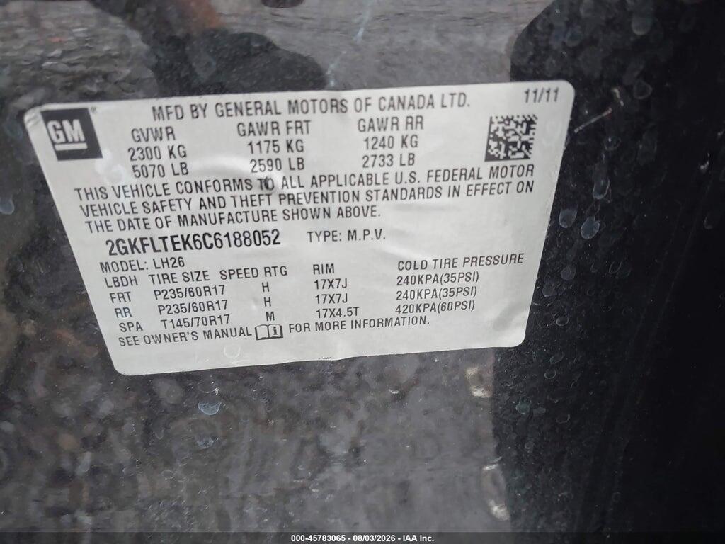 2GKFLTEK6C6188052 2012 GMC TERRAIN photo no. 9