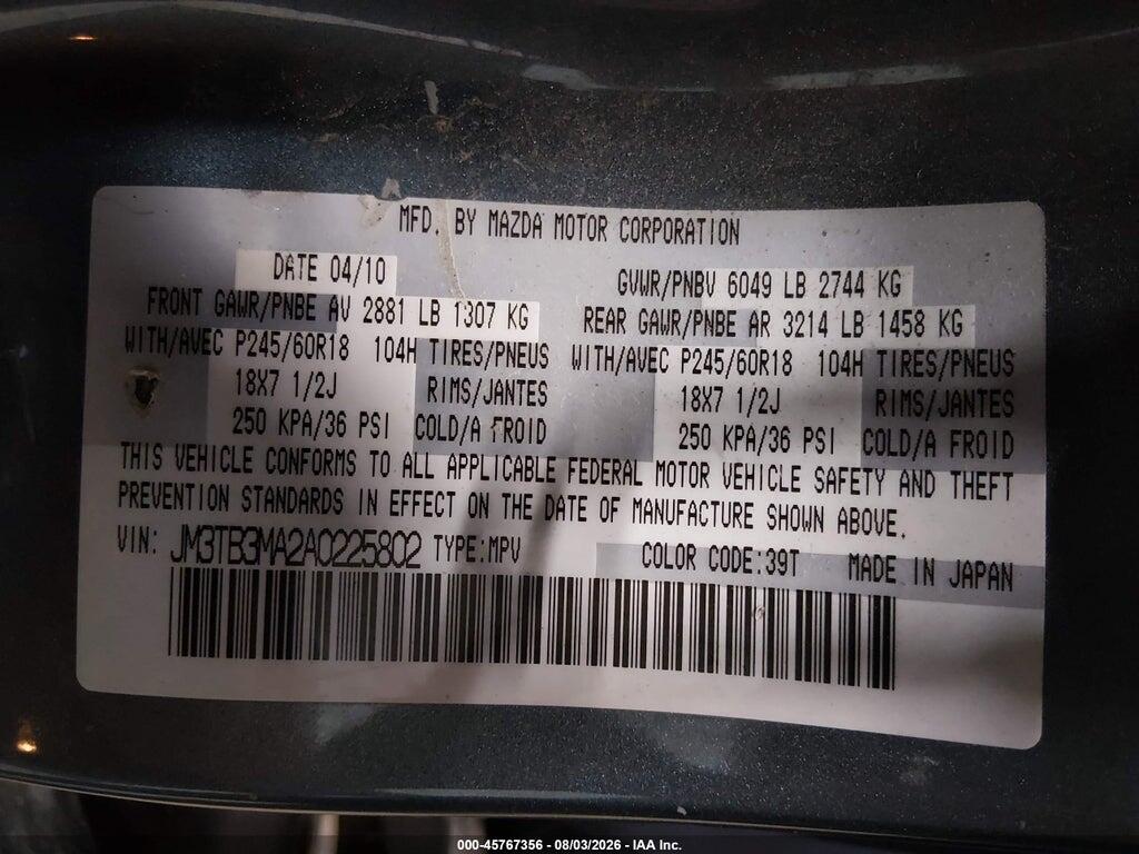 JM3TB3MA2A0225802 2010 MAZDA CX-9 photo no. 9