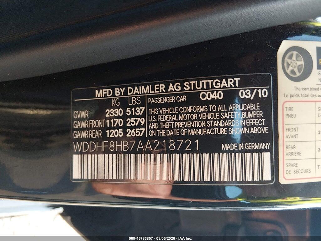 WDDHF8HB7AA218721 2010 MERCEDES-BENZ E 350 photo no. 9