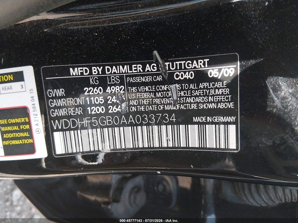 WDDHF5GB0AA033734 2010 MERCEDES-BENZ E 350 photo no. 9