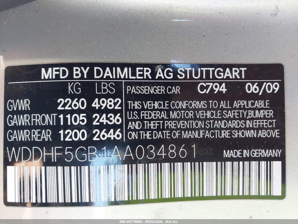 WDDHF5GB1AA034861 2010 MERCEDES-BENZ E 350 photo no. 9