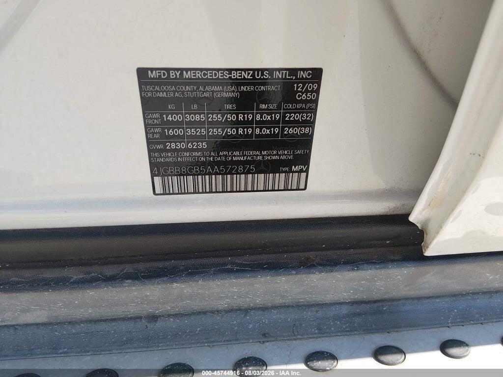 4JGBB8GB5AA572875 2010 MERCEDES-BENZ ML 350 photo no. 9