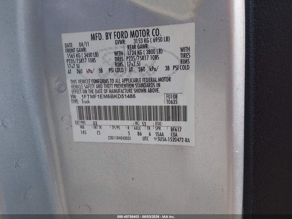 1FTMF1EM6BKD51486 2011 FORD F-150 photo no. 9