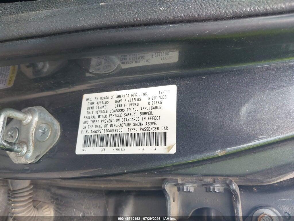 1HGCP2F63CA058653 2012 HONDA ACCORD photo no. 9