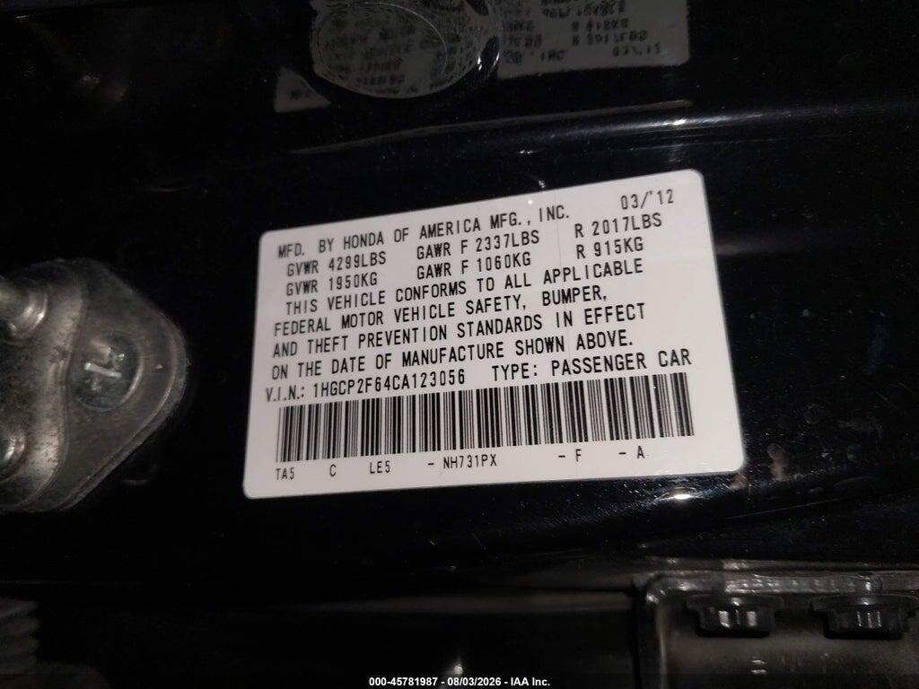 1HGCP2F64CA123056 2012 HONDA ACCORD photo no. 9
