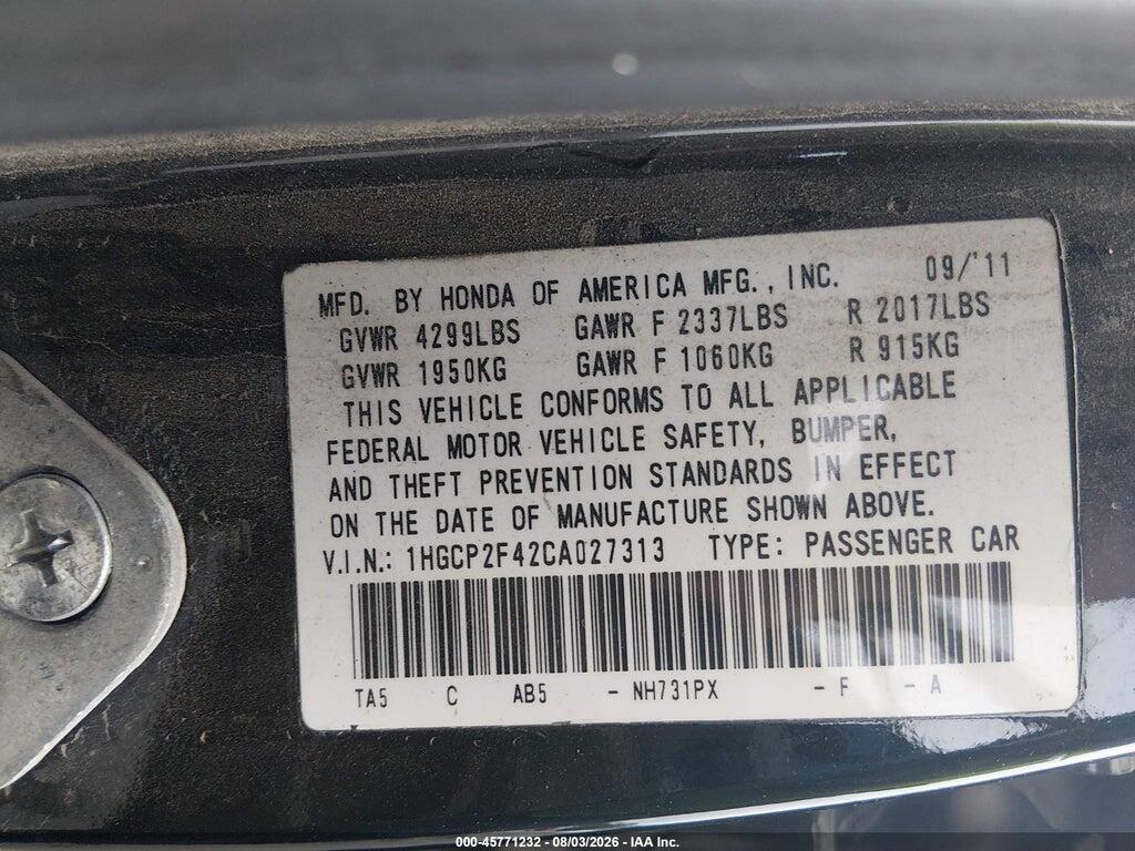 1HGCP2F42CA027313 2012 HONDA ACCORD photo no. 9