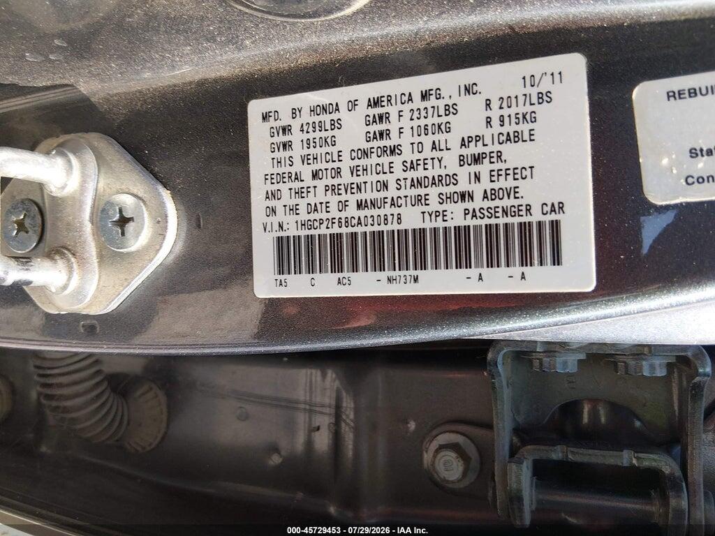 1HGCP2F68CA030878 2012 HONDA ACCORD photo no. 9