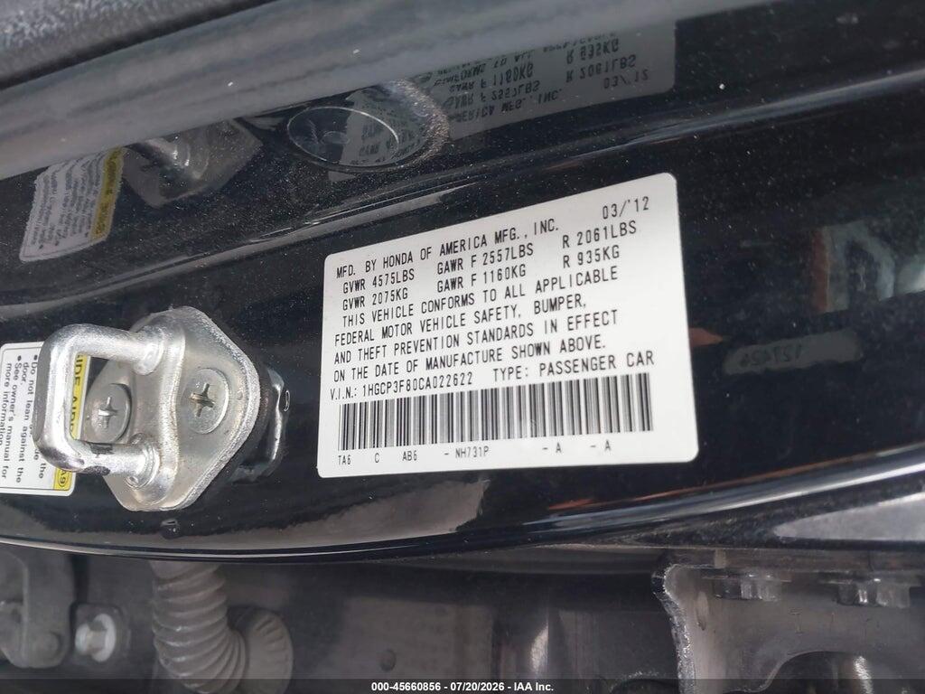 1HGCP3F80CA022622 2012 HONDA ACCORD photo no. 9