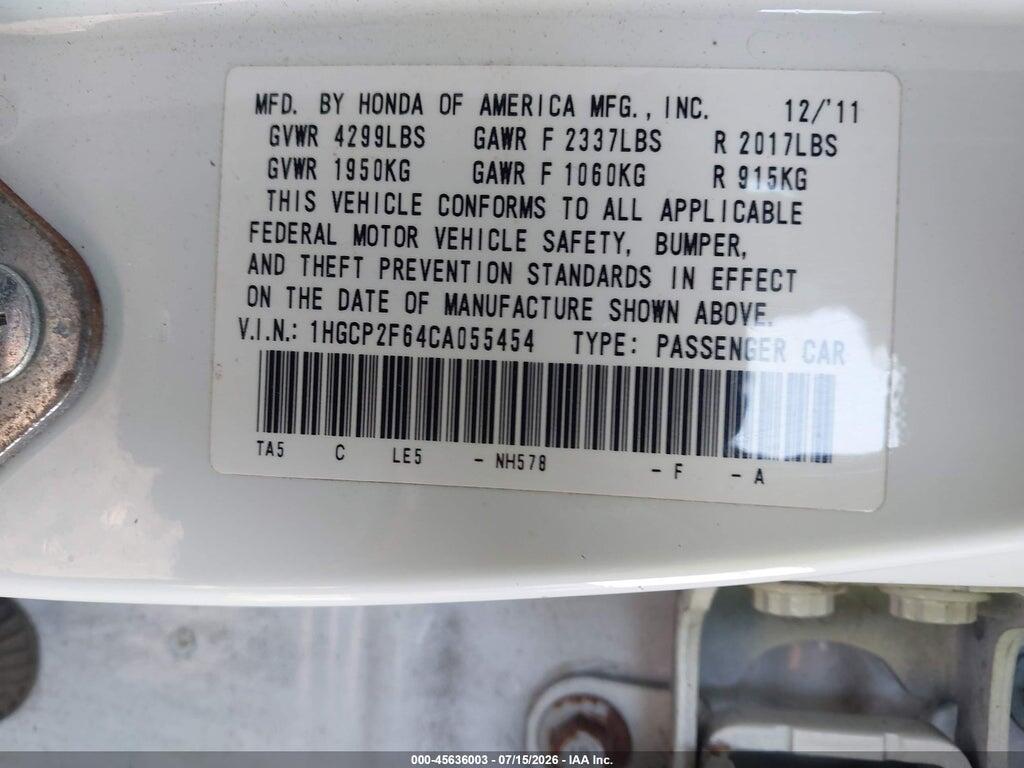 1HGCP2F64CA055454 2012 HONDA ACCORD photo no. 9