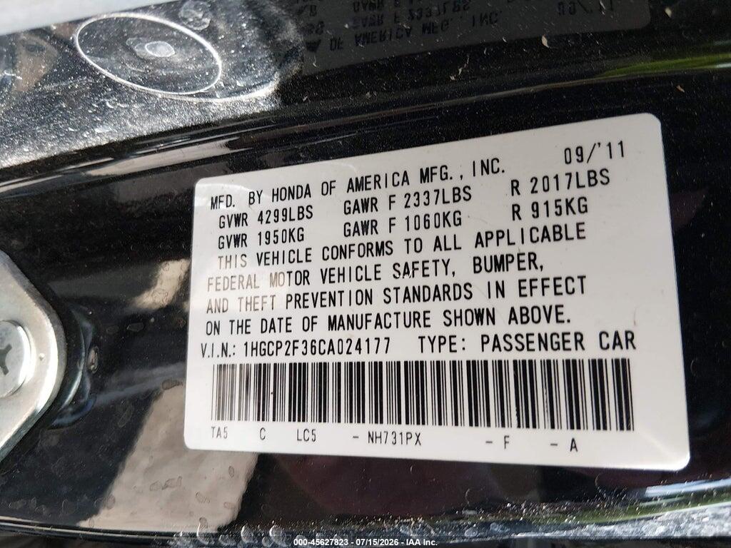 1HGCP2F36CA024177 2012 HONDA ACCORD photo no. 9