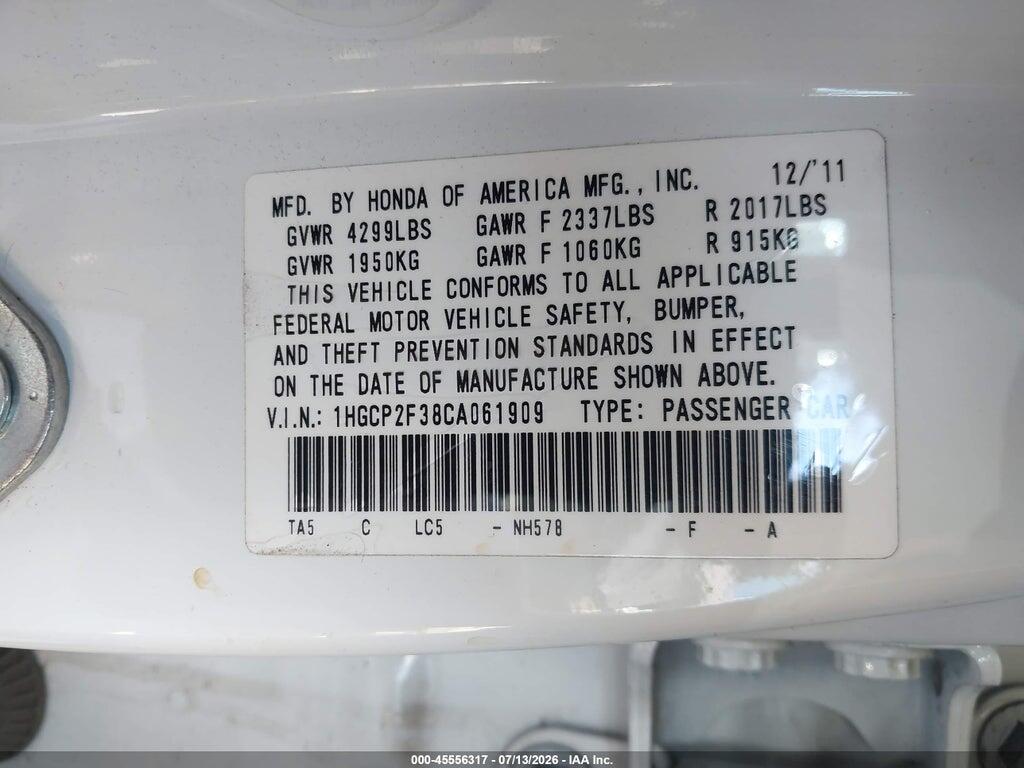 1HGCP2F38CA061909 2012 HONDA ACCORD photo no. 9