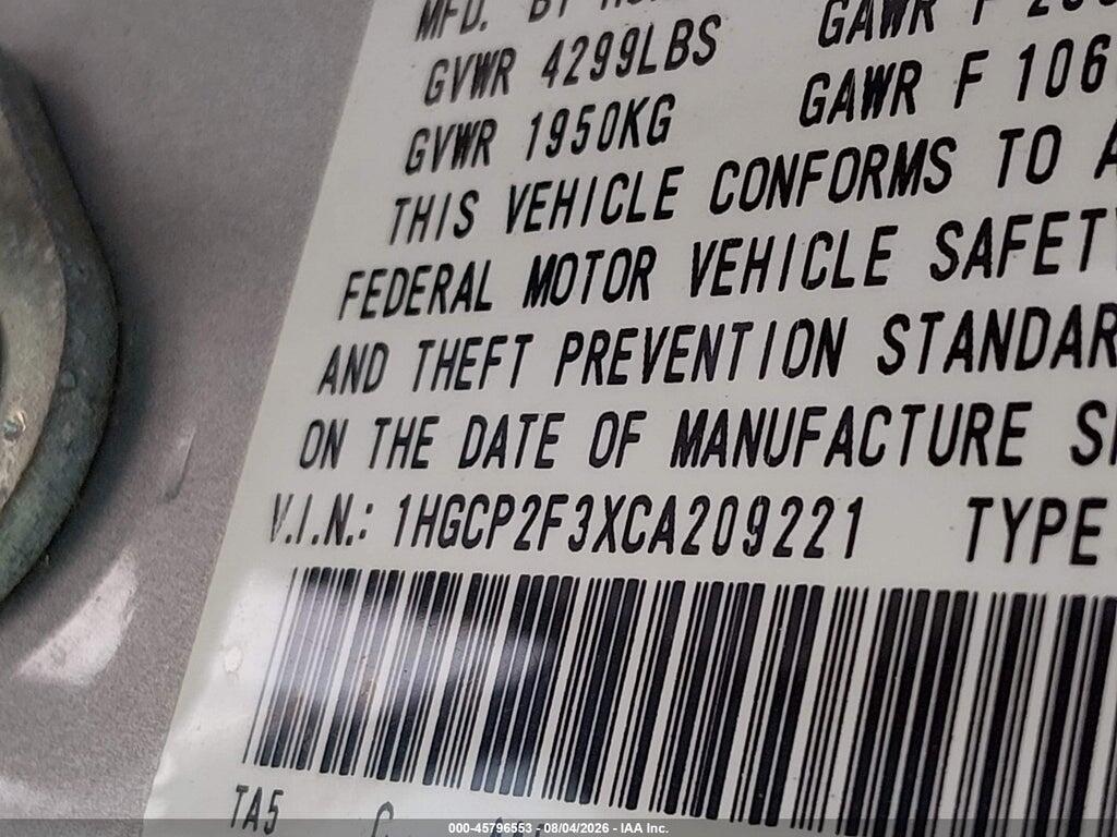 1HGCP2F3XCA209221 2012 HONDA ACCORD SDN photo no. 9