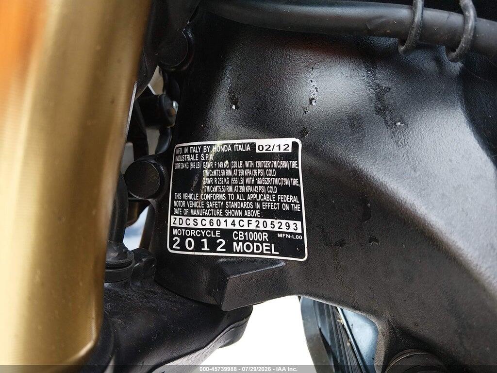 ZDCSC6014CF205293 2012 HONDA CB1000 photo no. 10