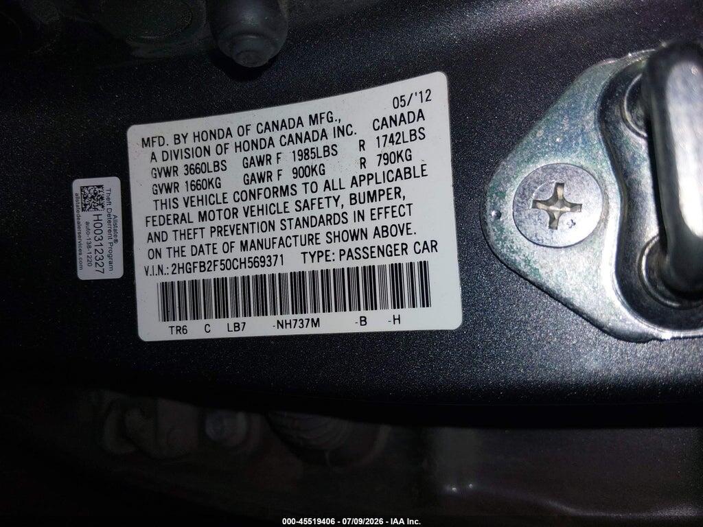 2HGFB2F50CH569371 2012 HONDA CIVIC photo no. 9