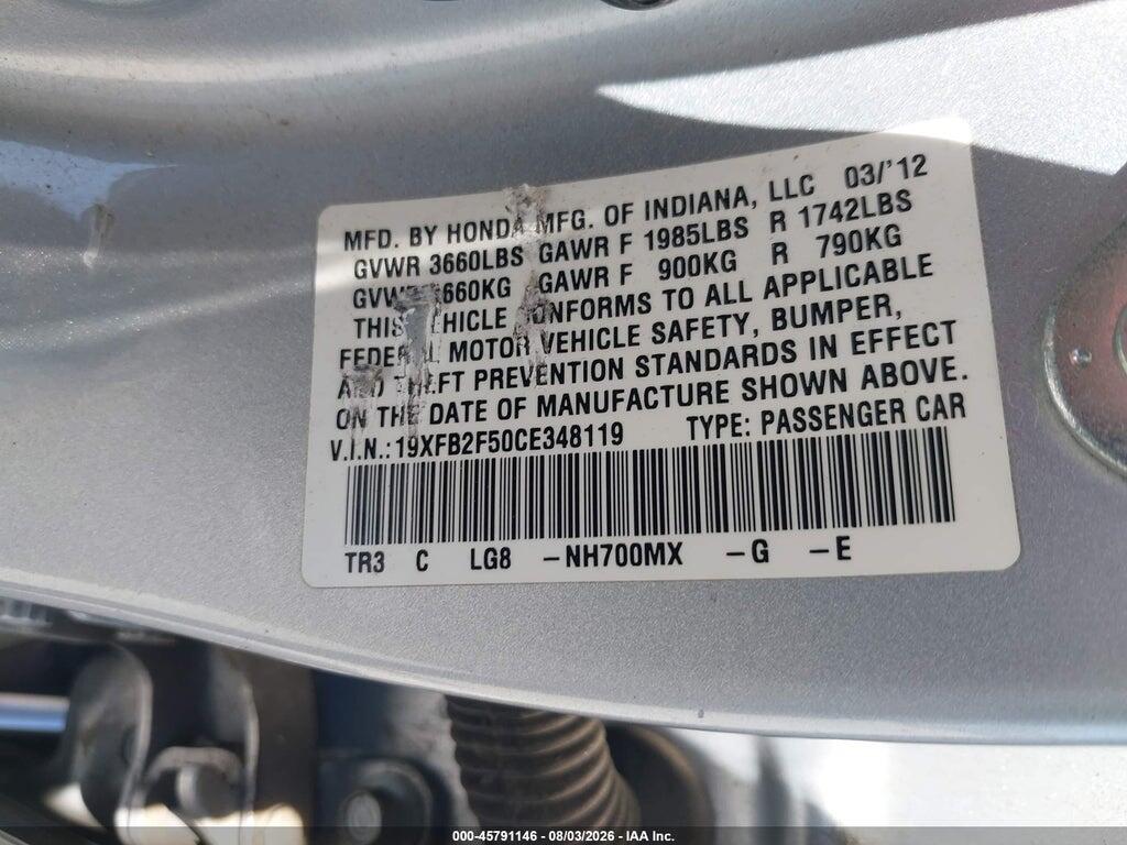 19XFB2F50CE348119 2012 HONDA CIVIC photo no. 9