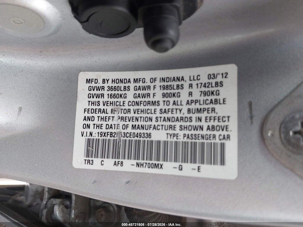 19XFB2F53CE049336 2012 HONDA CIVIC photo no. 9