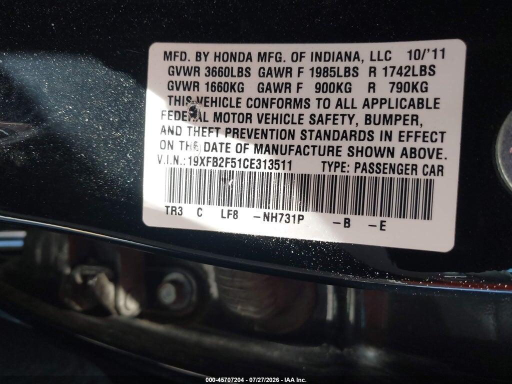 19XFB2F51CE313511 2012 HONDA CIVIC photo no. 9