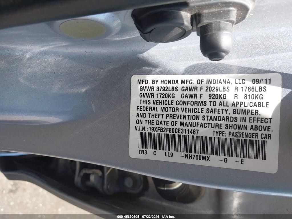 19XFB2F80CE311467 2012 HONDA CIVIC photo no. 9