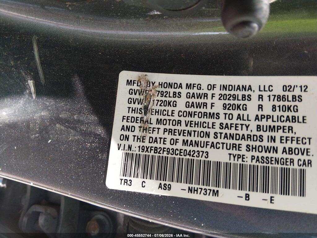 19XFB2F93CE042373 2012 HONDA CIVIC photo no. 9