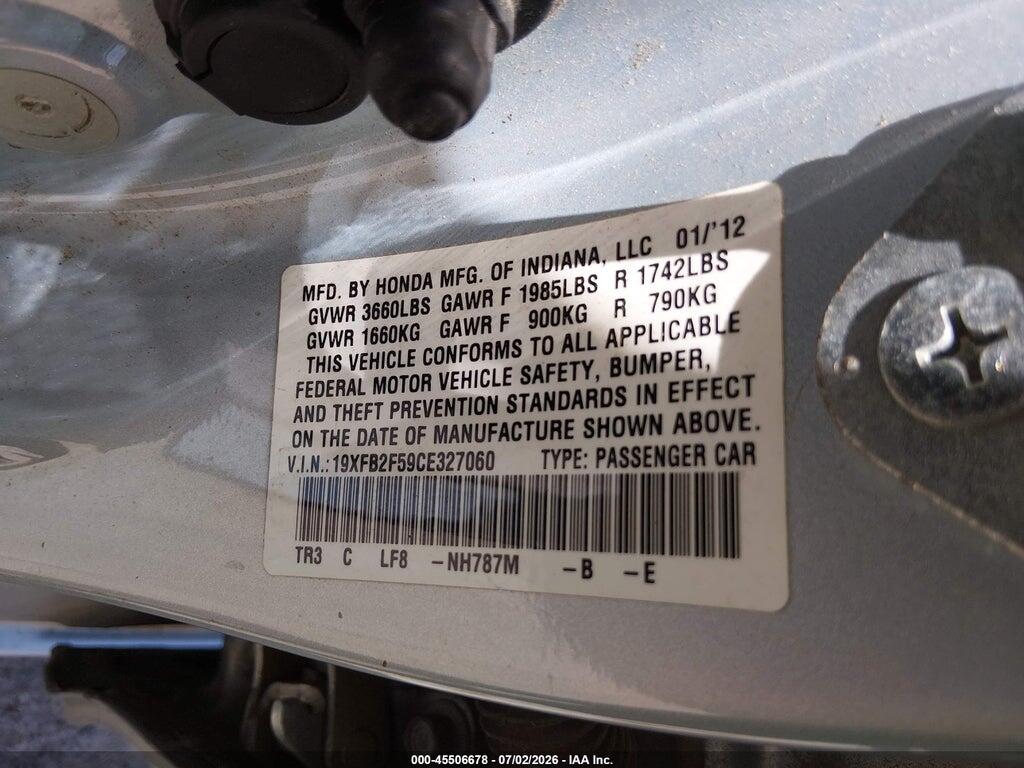 19XFB2F59CE327060 2012 HONDA CIVIC photo no. 9