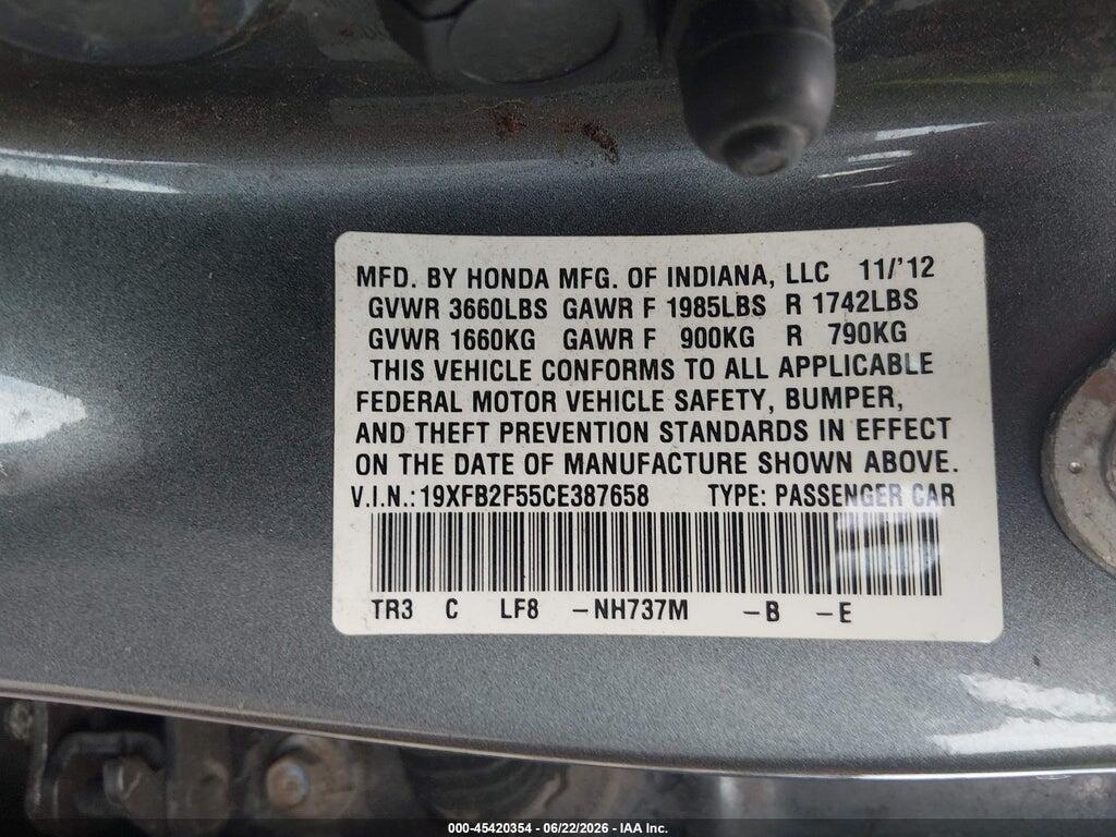 19XFB2F55CE387658 2012 HONDA CIVIC photo no. 9