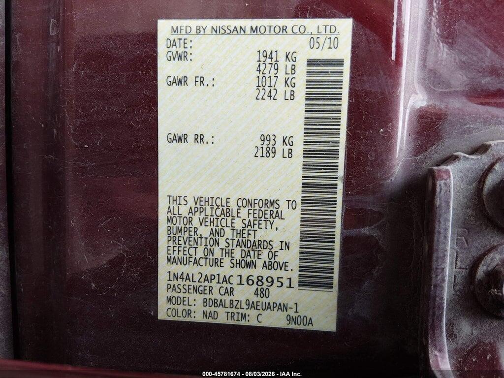 1N4AL2AP1AC168951 2010 NISSAN ALTIMA photo no. 9
