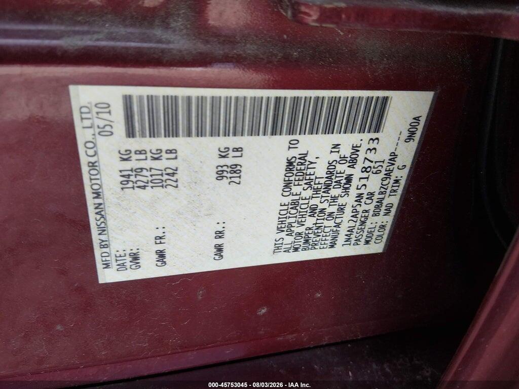 1N4AL2AP5AN518733 2010 NISSAN ALTIMA photo no. 9