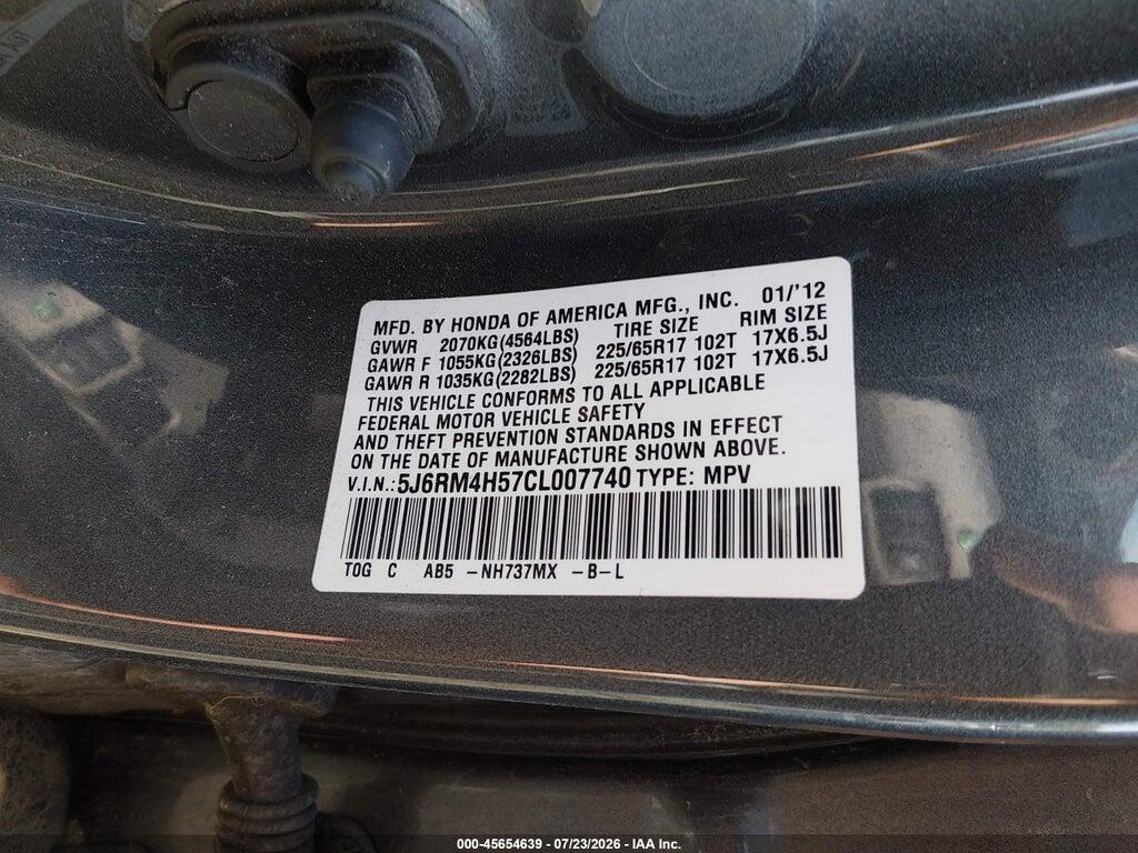 5J6RM4H57CL007740 2012 HONDA CR-V photo no. 9