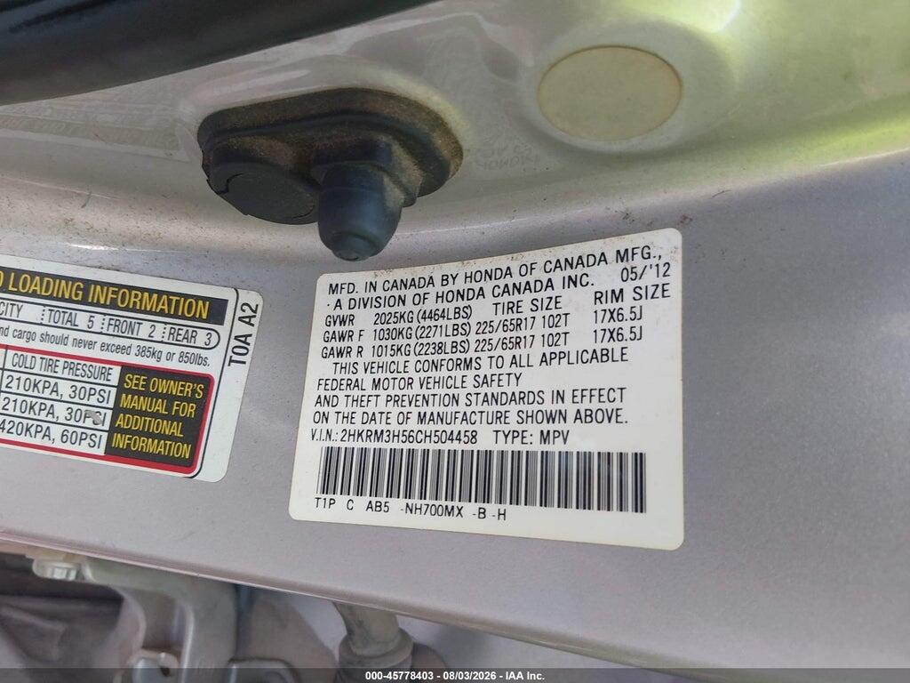 2HKRM3H56CH504458 2012 HONDA CR-V photo no. 9