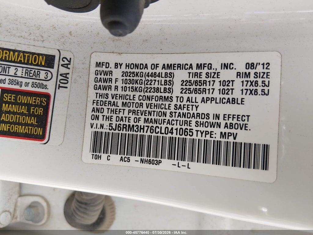 5J6RM3H76CL041065 2012 HONDA CR-V photo no. 9