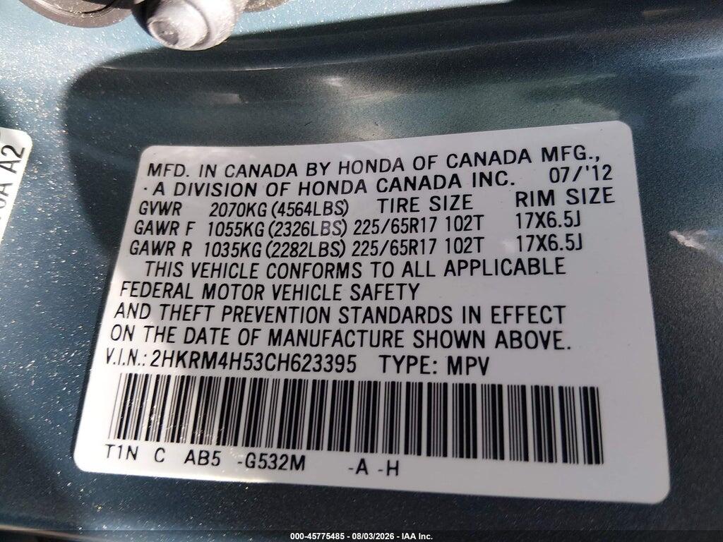 2HKRM4H53CH623395 2012 HONDA CR-V photo no. 9