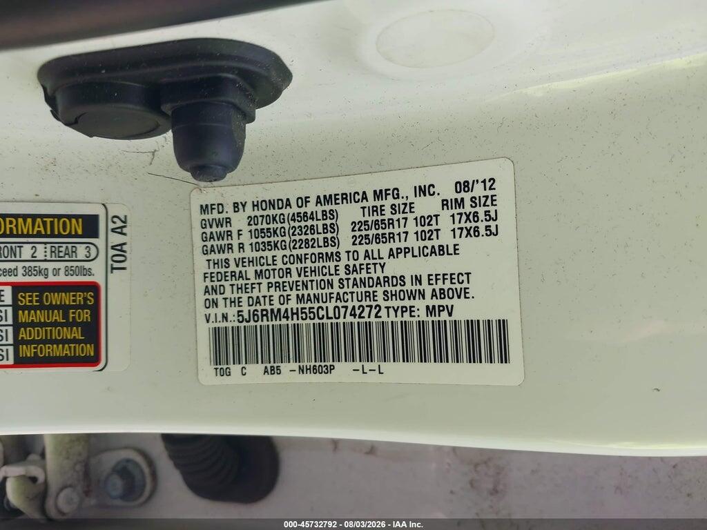 5J6RM4H55CL074272 2012 HONDA CR-V photo no. 9