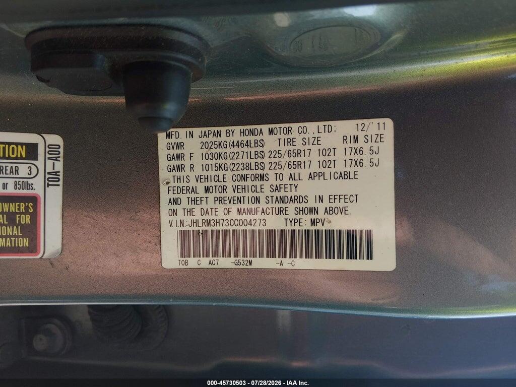 JHLRM3H73CC004273 2012 HONDA CR-V photo no. 9