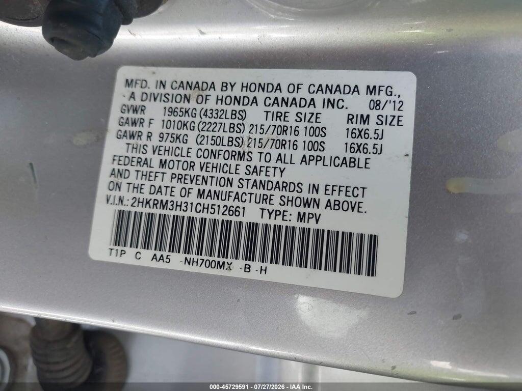 2HKRM3H31CH512661 2012 HONDA CR-V photo no. 9