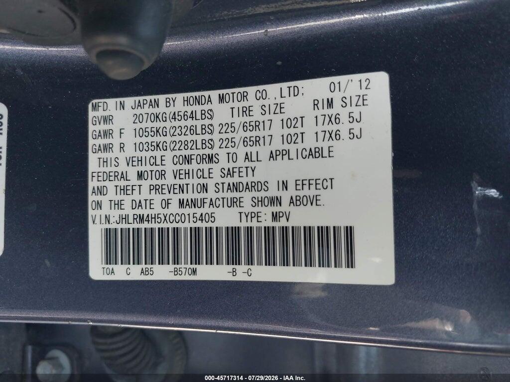 JHLRM4H5XCC015405 2012 HONDA CR-V photo no. 9