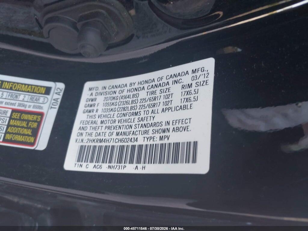 2HKRM4H71CH602434 2012 HONDA CR-V photo no. 9
