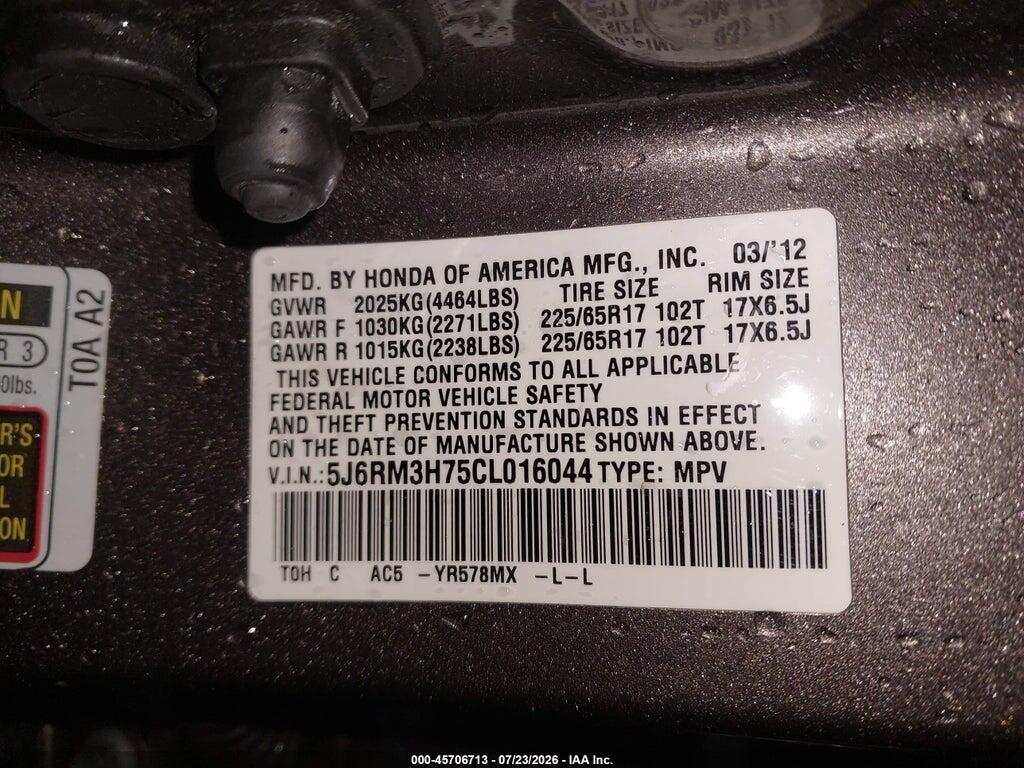 5J6RM3H75CL016044 2012 HONDA CR-V photo no. 9