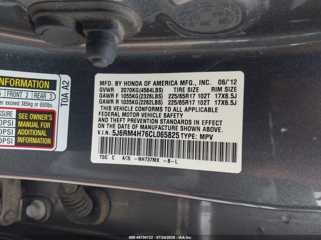 5J6RM4H76CL065825 2012 HONDA CR-V photo no. 9