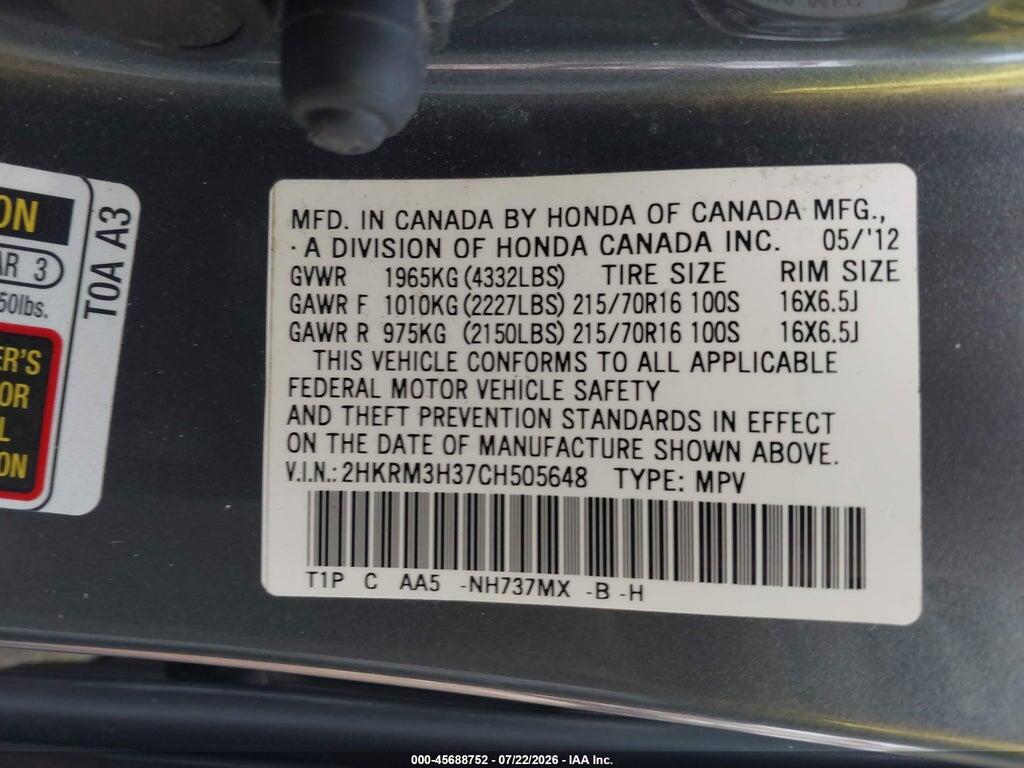 2HKRM3H37CH505648 2012 HONDA CR-V photo no. 9