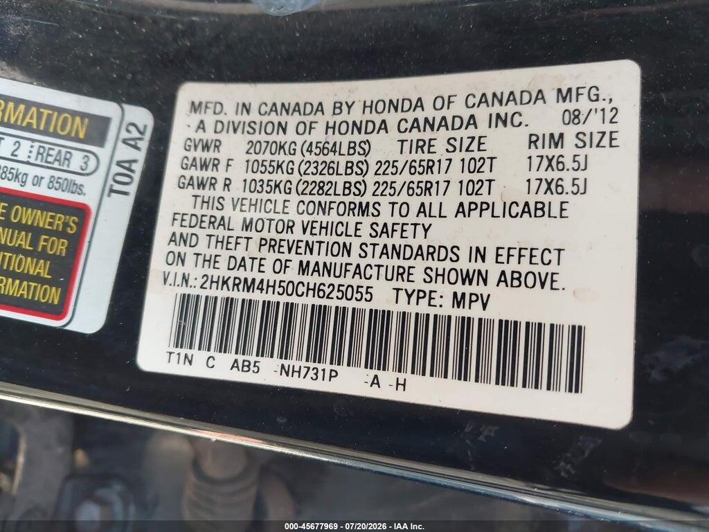 2HKRM4H50CH625055 2012 HONDA CR-V photo no. 9