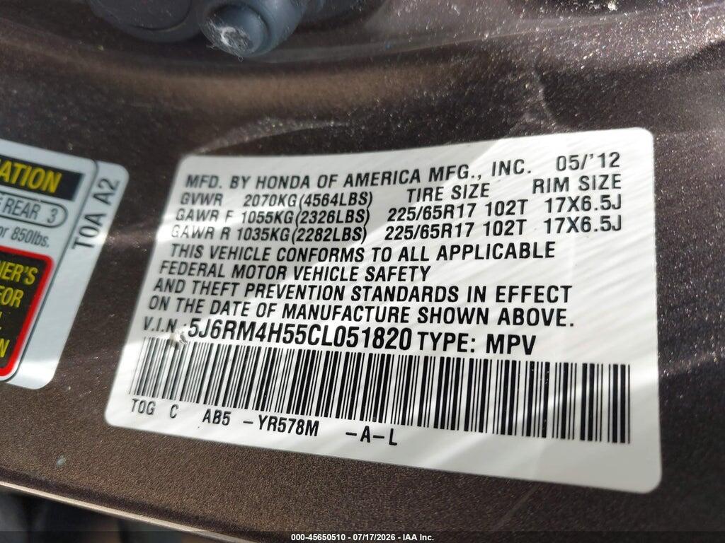 5J6RM4H55CL051820 2012 HONDA CR-V photo no. 9