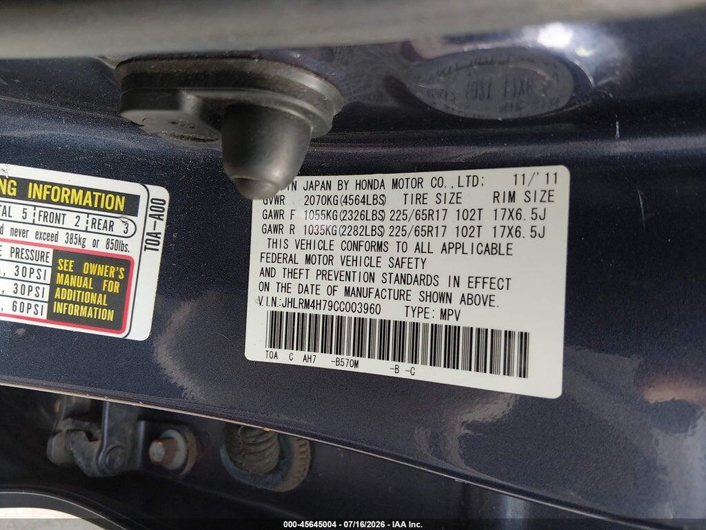 JHLRM4H79CC003960 2012 HONDA CR-V photo no. 9