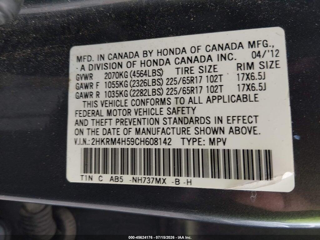 2HKRM4H59CH608142 2012 HONDA CR-V photo no. 9