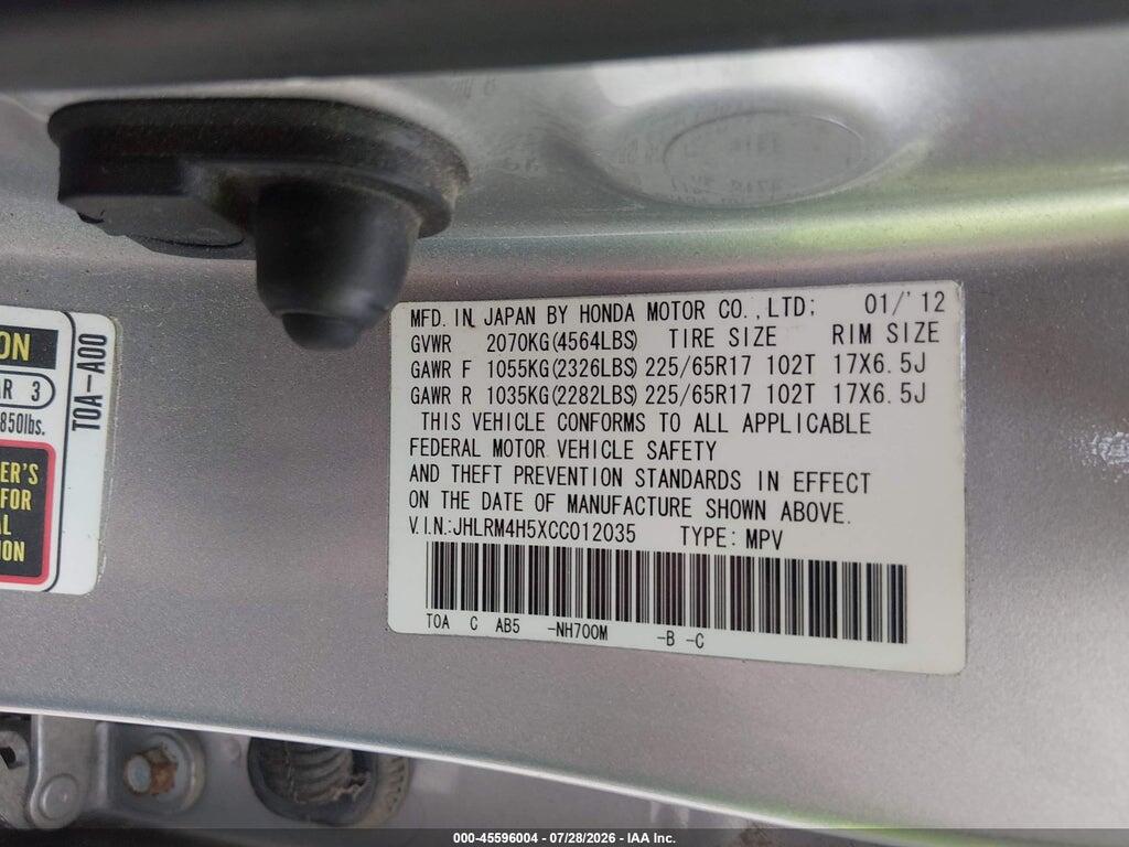 JHLRM4H5XCC012035 2012 HONDA CR-V photo no. 9