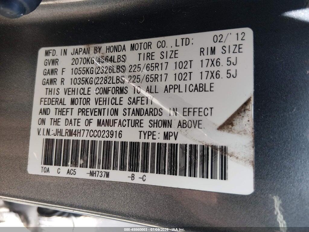 JHLRM4H77CC023916 2012 HONDA CR-V photo no. 9