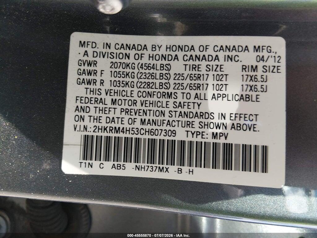 2HKRM4H53CH607309 2012 HONDA CR-V photo no. 9