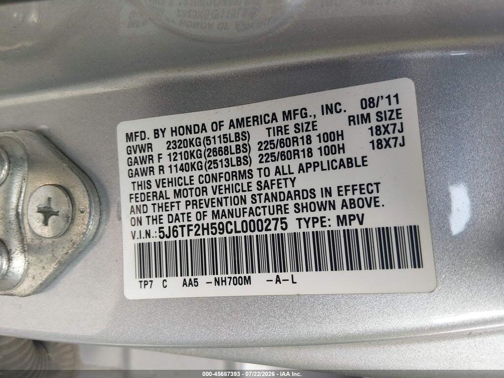 5J6TF2H59CL000275 2012 HONDA CROSSTOUR photo no. 9