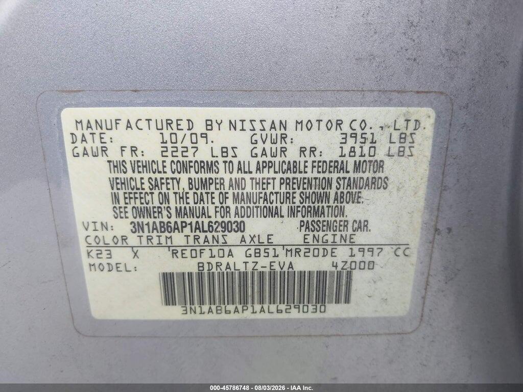 3N1AB6AP1AL629030 2010 NISSAN SENTRA photo no. 9