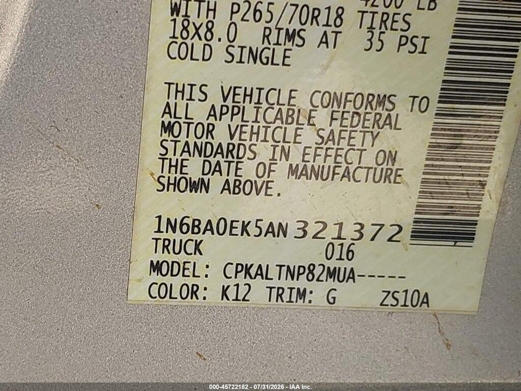 1N6BA0EK5AN321372 2010 NISSAN TITAN photo no. 9
